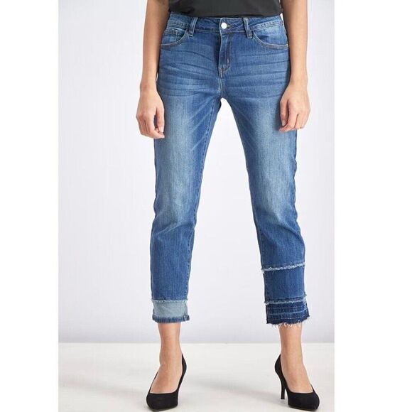 JUDY BLUE Straight Leg Fit JB8418 Tiered Ankle Hem Blue Denim Jeans Size 9/29 - Picture 1 of 11